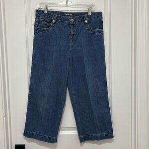 Style&Co women’s size 10‎ blue jeans capris denim cotton casual wide leg washed
